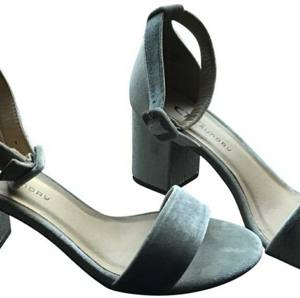 Faux suede block heels